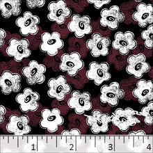 Poly Cotton Blossom Dress Fabric burgundy