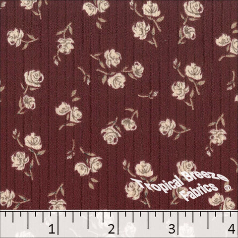 burgundy, Classic Rib Knit Floral Print 578519