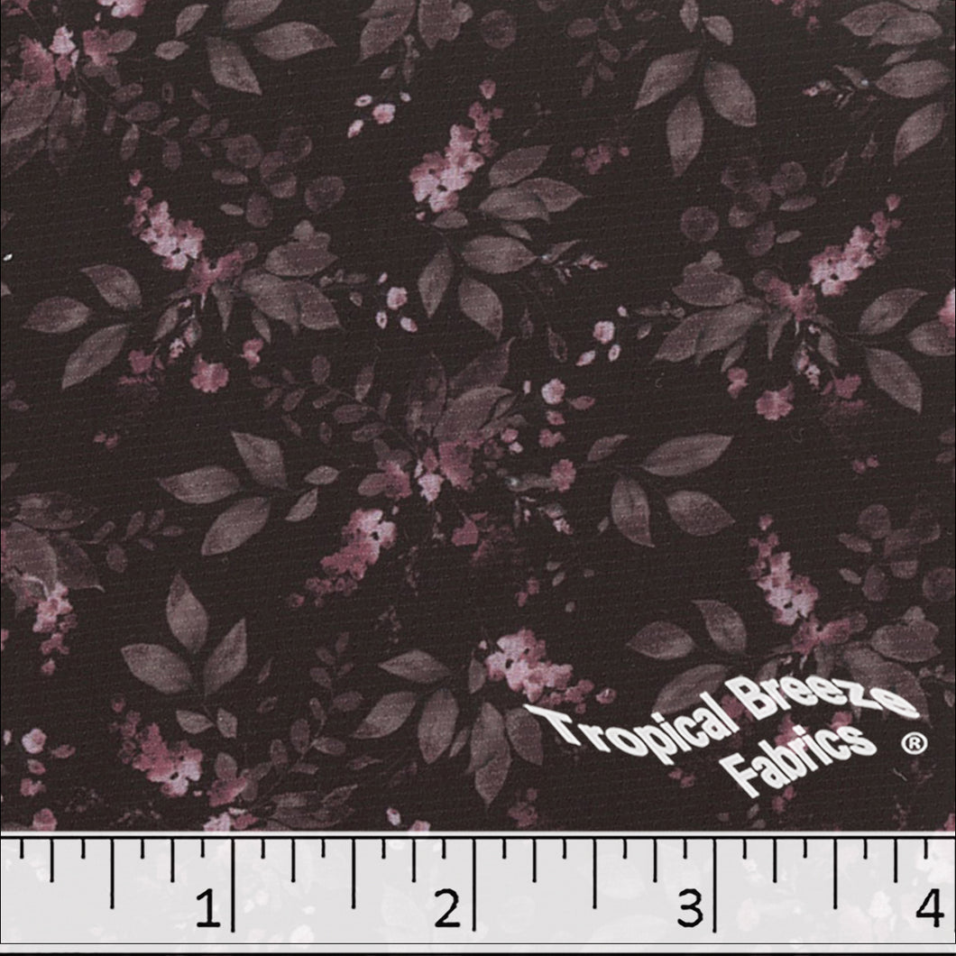 Burgundy, Crinkle Crepe Print Polyester Fabric 04942