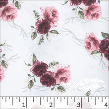 burgundy, Dream Crepe Floral Print Fabric 042517