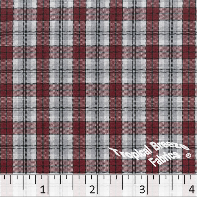 burgundy,Poly Cotton Yarn Dye Plaid Fabric 0596