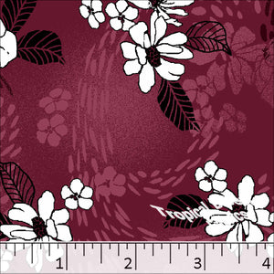 Standard Weave Floral Print Dress Fabric 6160 burgundy