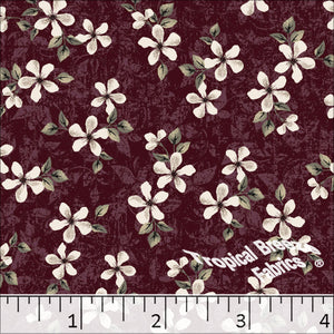 Standard Weave Floral Print Poly Cotton Fabric 6155 burgundy