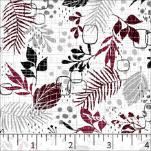 Standard Weave Foliage Print Poly Cotton Fabric 6018 burgundy