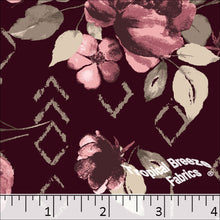 Standard Weave Geometric Floral Poly Cotton Fabric 6118 burgundy