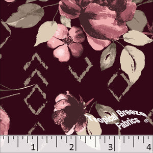 Standard Weave Geometric Floral Poly Cotton Fabric 6118 burgundy