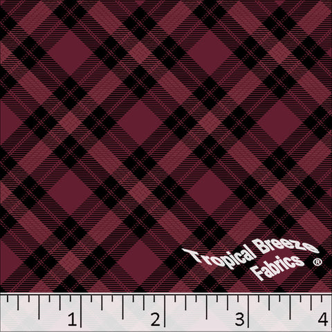 burgundy, Standard Weave Plaid Poly Cotton Fabric 6280