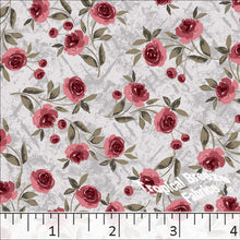 Standard Weave Rose Print Poly Cotton Fabric 6154 burgundy