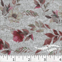 burgundy, Sweater Knit Floral Print Fabric 32955