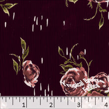 Yoryu Large Floral Print Polyester Fabric 048414 burgundy