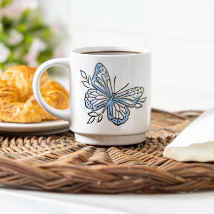 butterfly, Ceramic Artisanal Coffee Cup CO