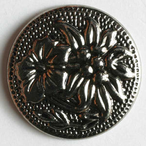 Metal button with floral design