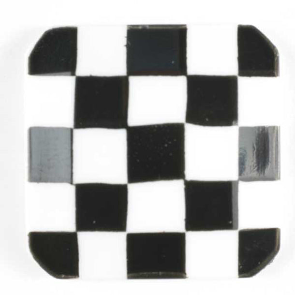 Black and White Square Checkered Button