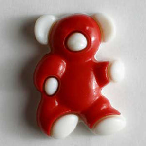 Red teddy bear button
