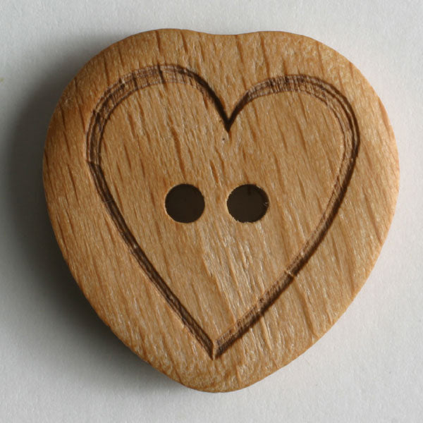 Wooden Heart design button