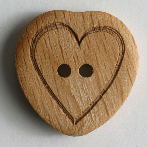 Milward Wooden Heart Button 15mm (3 pieces) 