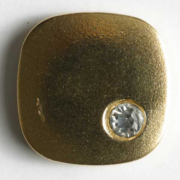 Square gold button with gem in corner