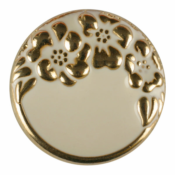 Flower Wreath White and Gold Shank Buttons 227, 228