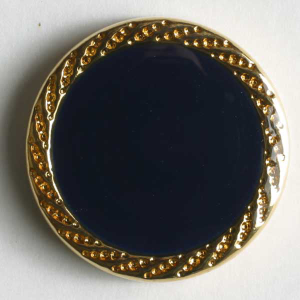 Navy blue button with gold edging