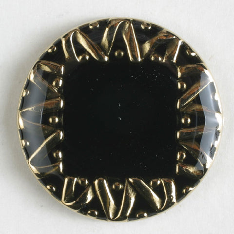 Gold Ribbon Border Black Shank Buttons 2 Pack
