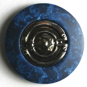 Navy and silver button