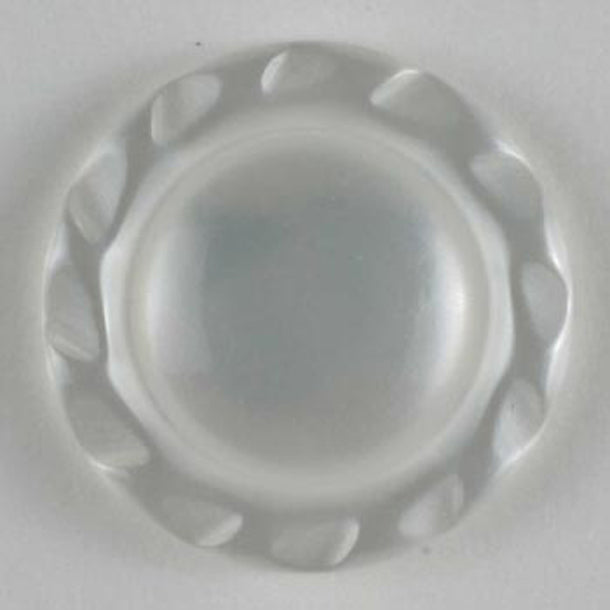 Clear White Crimped Edge Shank Button