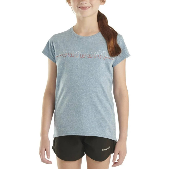 Deep Lagoon Snow Heather Girls' Short-Sleeve Logo T-Shirt