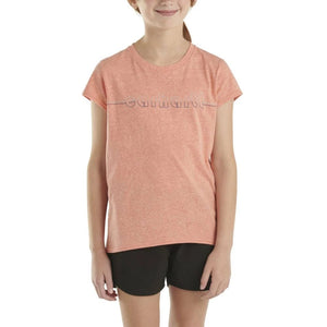 Hot Coral Snow Heather Girls' Short-Sleeve Logo T-Shirt