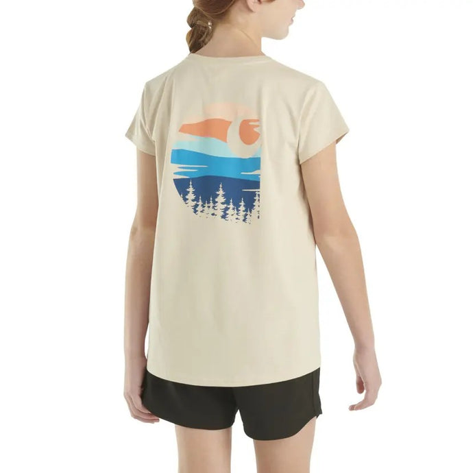 Back of Girls' Short-Sleeve Mountain T-Shirt Mountain Graphic