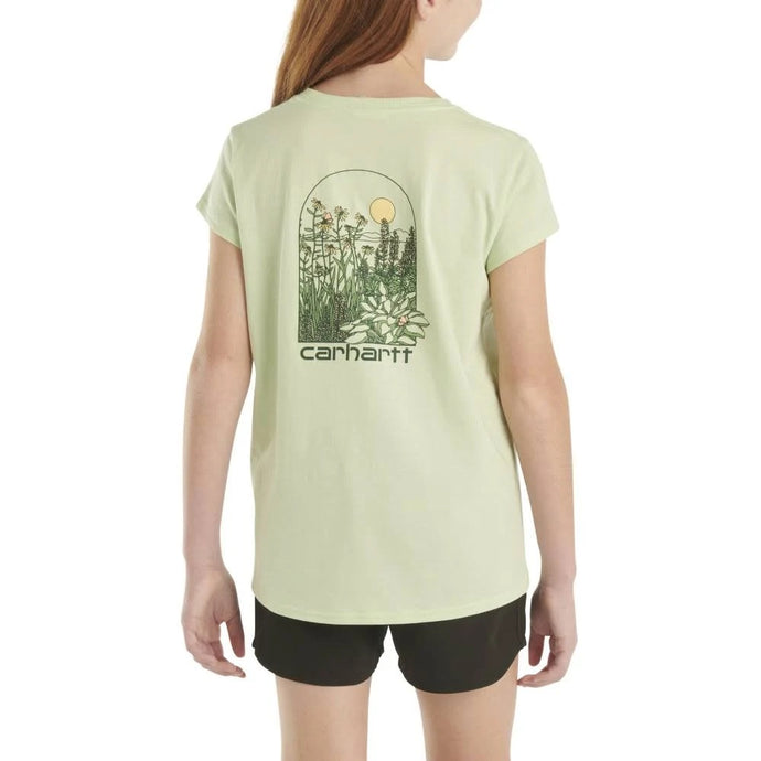 Back of Girls' Short-Sleeve Plant T-Shirt with Plant Graphic