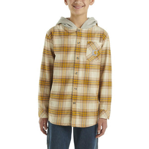 Youth Boys' Flannel Button-Front Hooded Shirt CA8195