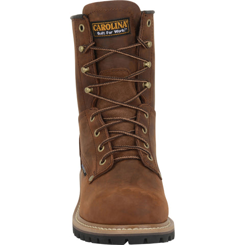 Lace-up front of Carolina Work boot.