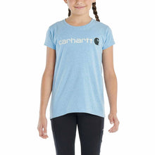 Azure Blue Girls' Short-Sleeve Core Logo T-Shirt CA9945-B197SH