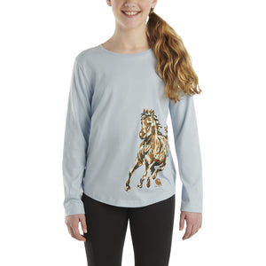 Girls' Long-Sleeve Painted Horse T-Shirt CA9970