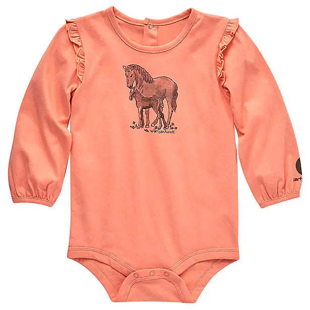 Girls' Long-Sleeve Horse Family Bodysuit CA9990