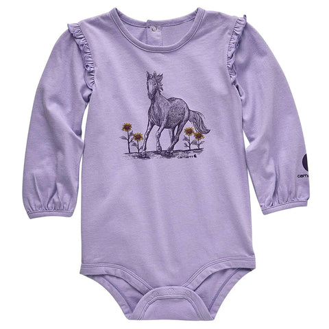Girls' Long-Sleeve Etched Horse Bodysuit CA9992