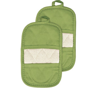 Premium Terry Pot Holders & Hot Pads with Pocket (2 With Pocket Cactus Green