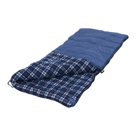 Alps Mountaineering Camper Flannel Outfitter 45 blue sleeping bag showing lining
