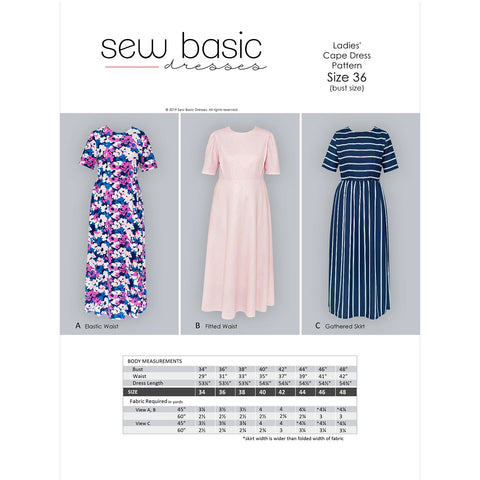 Sew Basic Women's Cape Dress Pattern Good's Store Online Sew Basic Women's Cape Dress Pattern Good's Store Online