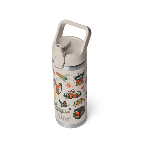 Yeti Rambler bottle with straw cap 18 oz in cape summer camp