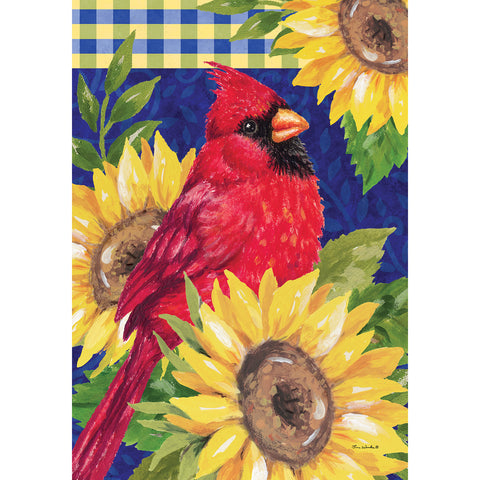 Cardinal & sunflowers garden flag