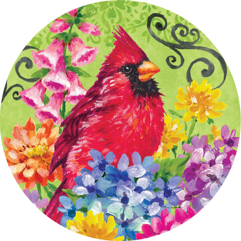 Custom Decor accent magnet showing cardinal with flowers