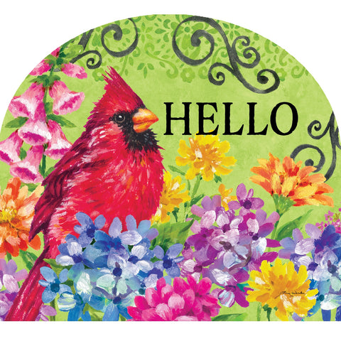 Custom Decor Arbor Mate garden sign showing  cardinal with flowers