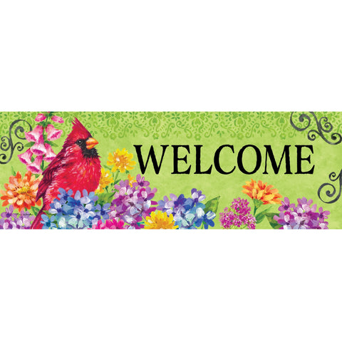 Custom Decor Signature Sign showing cardinal with flowers