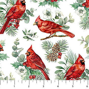 cardinals, Home for Christmas Cotton Fabric Collection 289