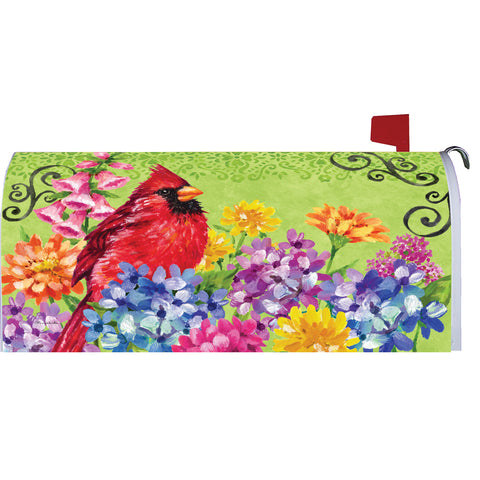Mailbox cover showing Cardinal with Flowers