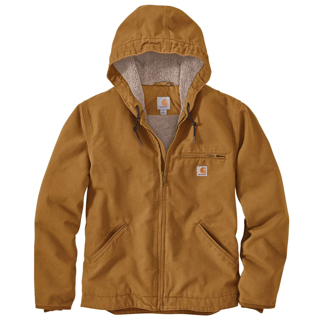 carhartt brown, Men's Big and Tall Washed Duck Canvas Sherpa Lined Jacket 104392