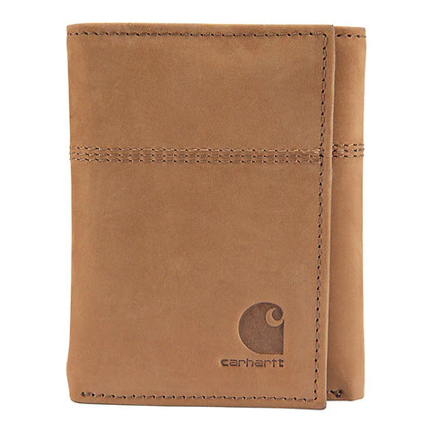 Carhartt saddle leather trifold wallet in Carhartt brown