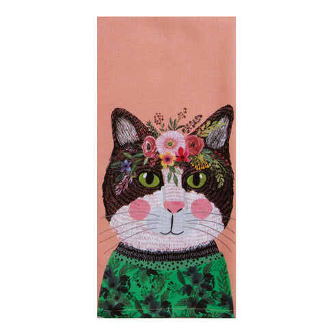 cat, Flowers Everywhere Animal Dual Purpose Towel R858
