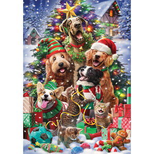 Fall & Winter Garden Flags cats and dogs tree